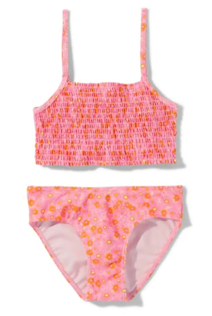 NWT Sugar & Jade  Tween Girls Floral Smocked Bikini Swimsuit - Cameo L (12-14)